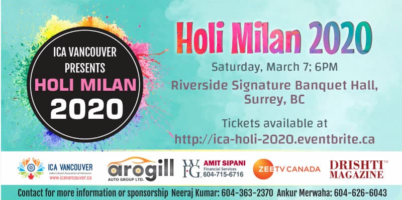 Holi Festival Celebrations by ICA Vancouver India Cultural